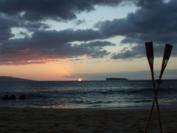 Sunset from Big Beach at Makena - Ko'oholawe on left and Molokini on right